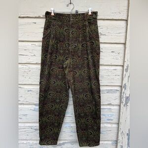 Vintage 90s IVY Paisley Corduroy Barrel Pleated Academia Fall Trousers Pants
